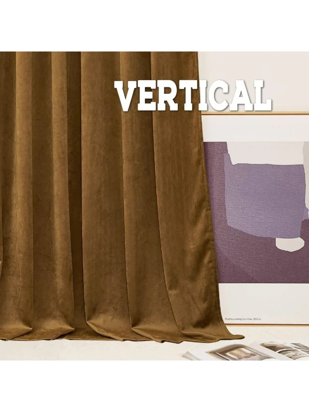 Luxurious Gold Brown Velvet Curtains for Living Room, 90